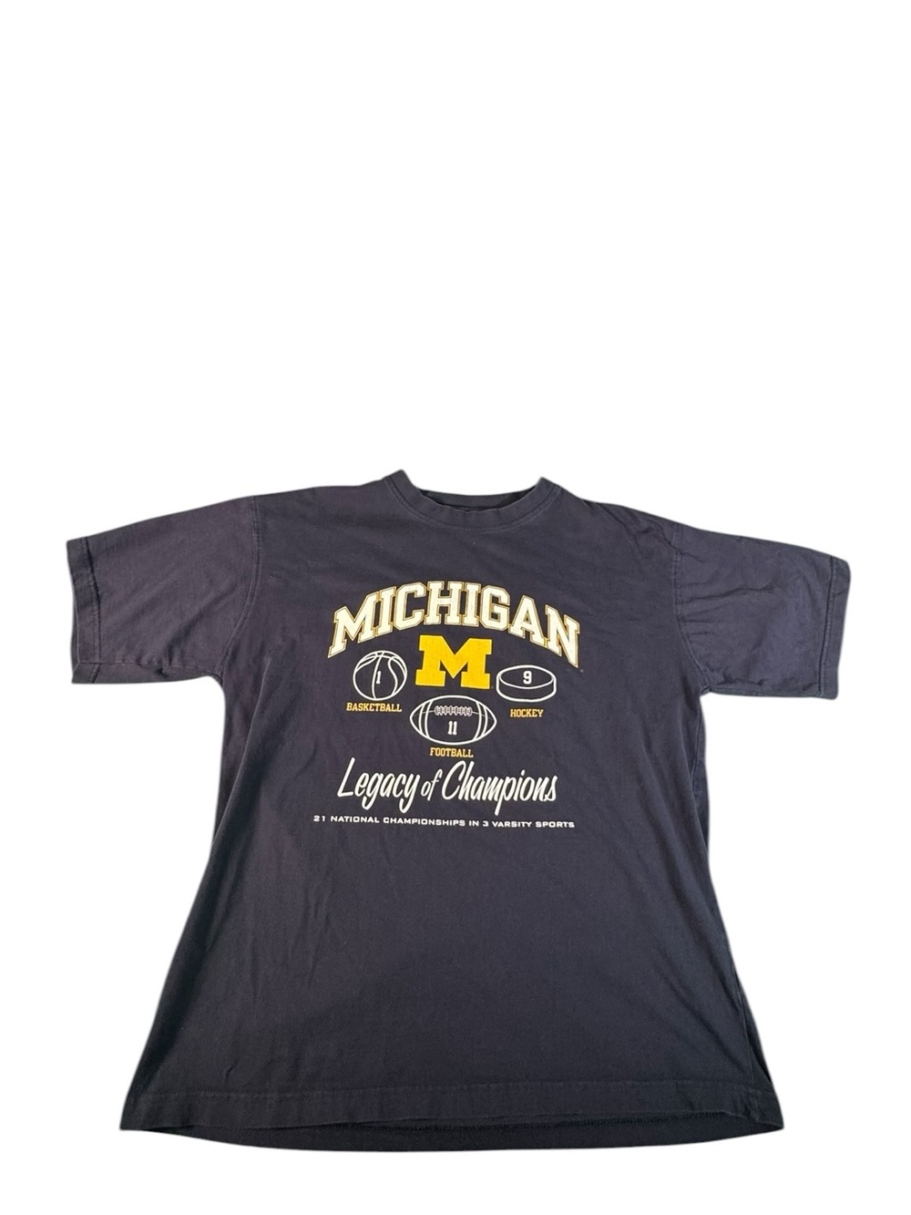 Michigan Wolverines Legacy of Champions T-Shirt Men's Large Blue NCAA Graphic